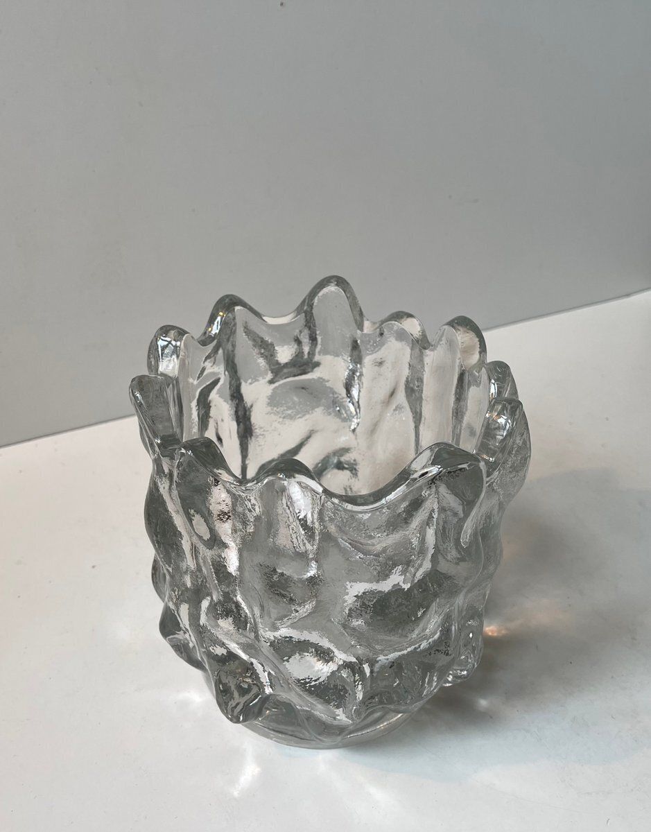 Swedish Modernist Freeform Ice Glass Vase By Göran Wärff For Kosta Boda, 1980s photo Home Decor