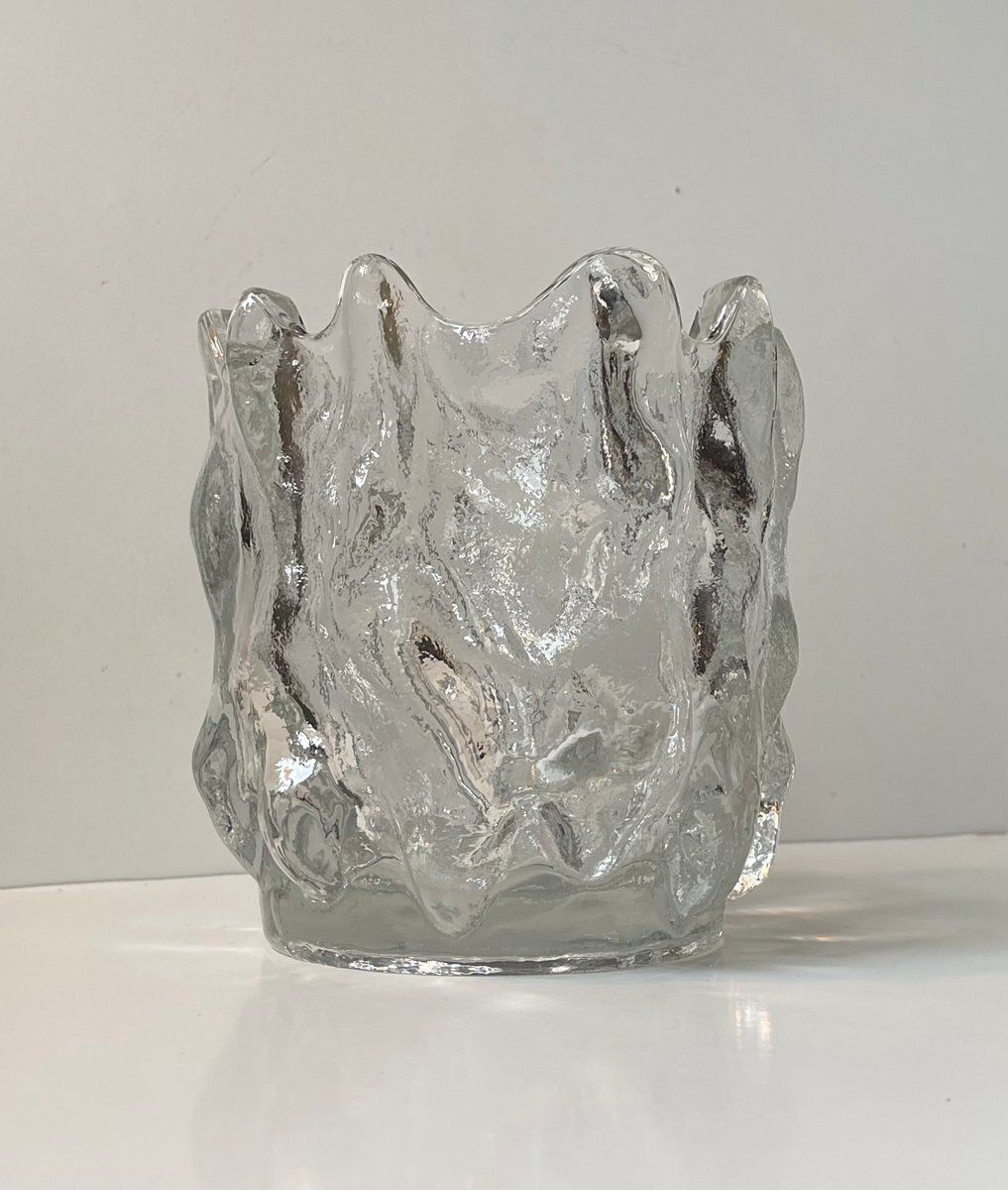 Swedish Modernist Freeform Ice Glass Vase By Göran Wärff For Kosta Boda, 1980s photo buy