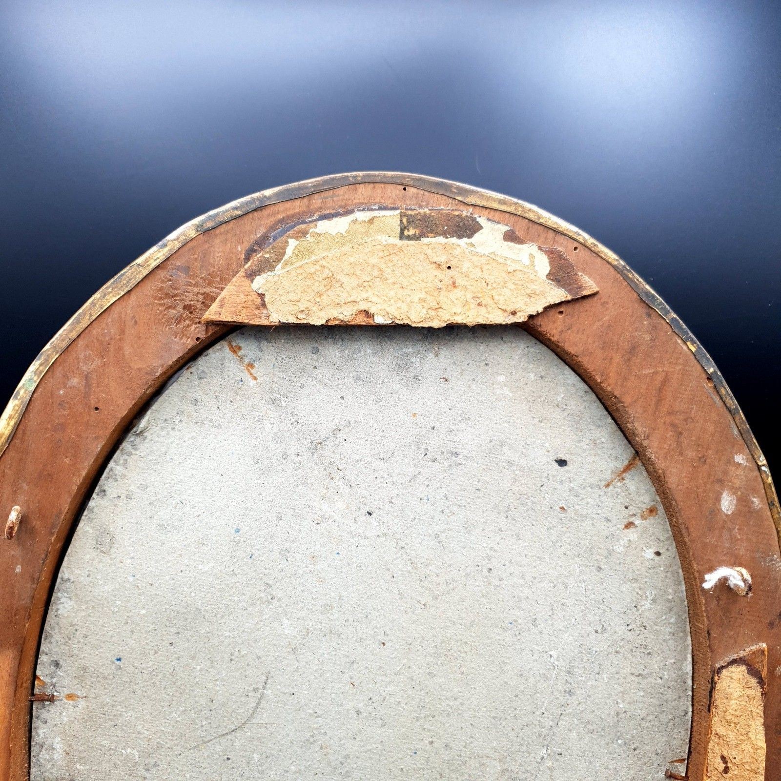 photo for sale Antique Victorian Oval Brass Over Wood Portrait Frame C1900 Picture Frame H 36cm