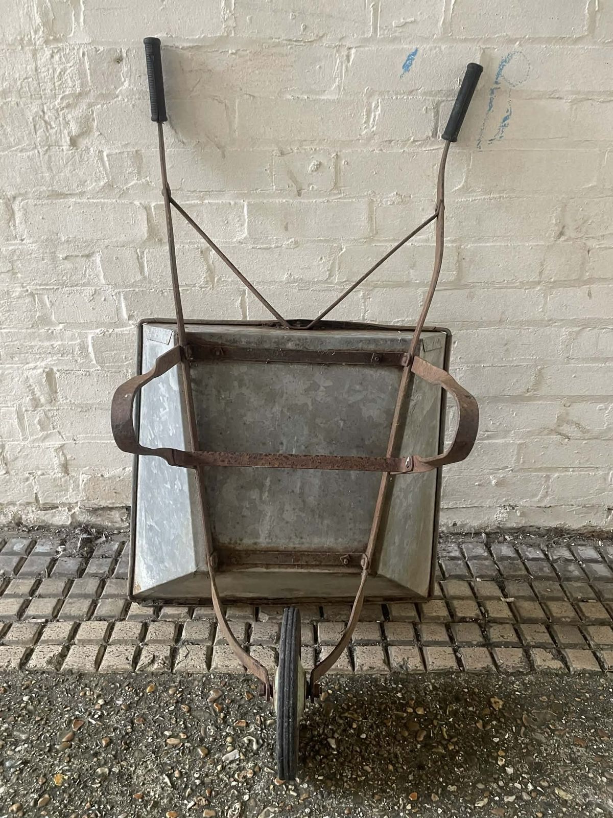 Garden Decor Vintage Galvanised Childs Garden Wheelbarrow photo
