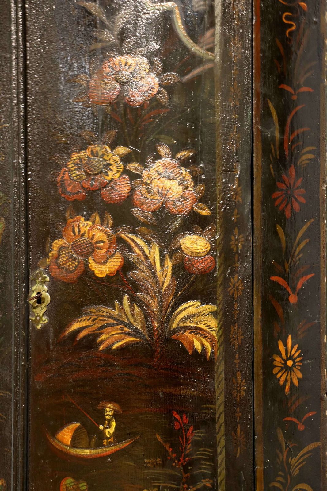 18th Century Black Lacquer Chinoiserie Two Door Corner Cabinet photo Furniture