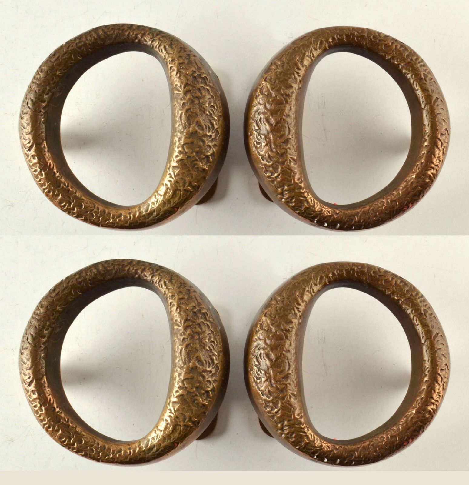 Double Pair Of Round Bronze Brutalist Door Handles photo furniture
