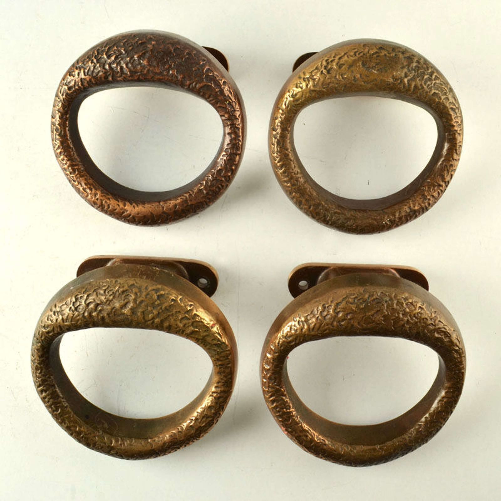 Double Pair Of Round Bronze Brutalist Door Handles photo 3800.0