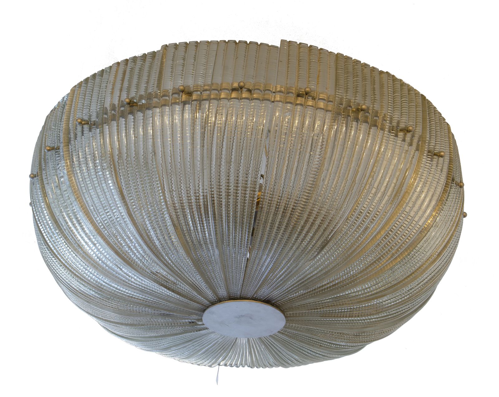 Mid 20th Century Modern Murano Glass Circular Flush Mount Luminary By Paolo Venini, Italy