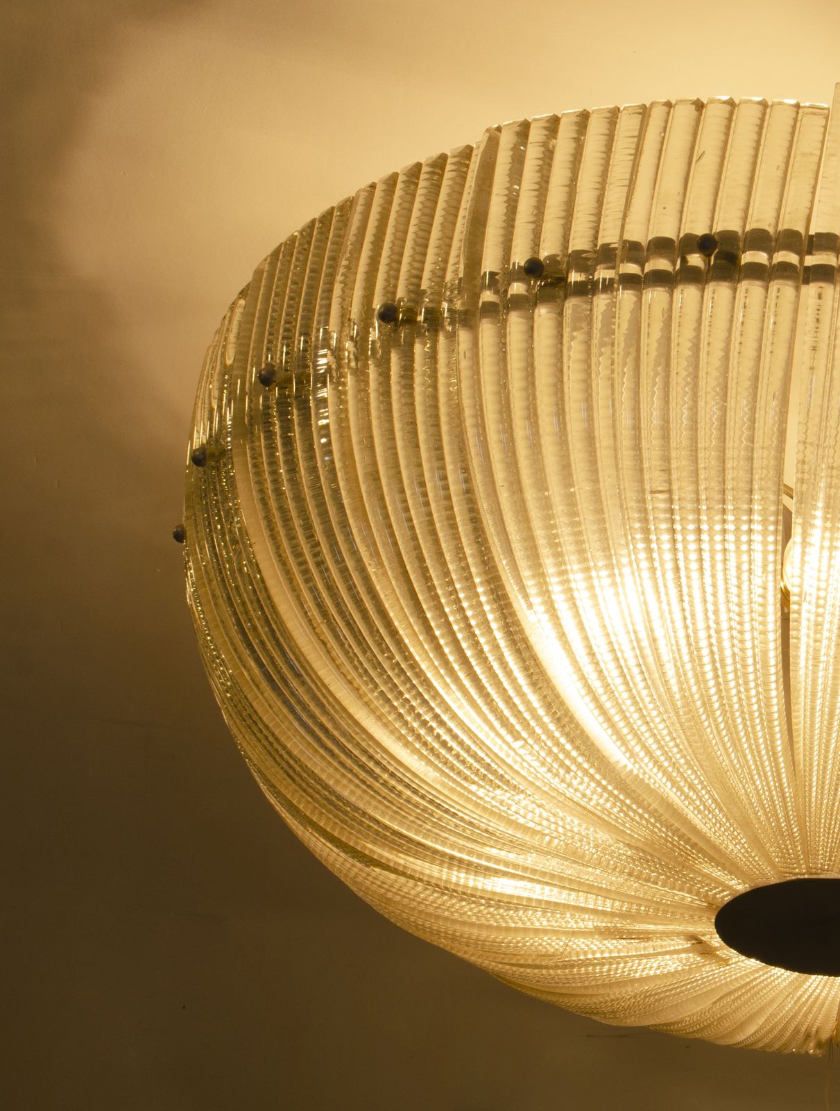 Mid 20th Century Modern Murano Glass Circular Flush Mount Luminary By Paolo Venini, Italy photo vinterior