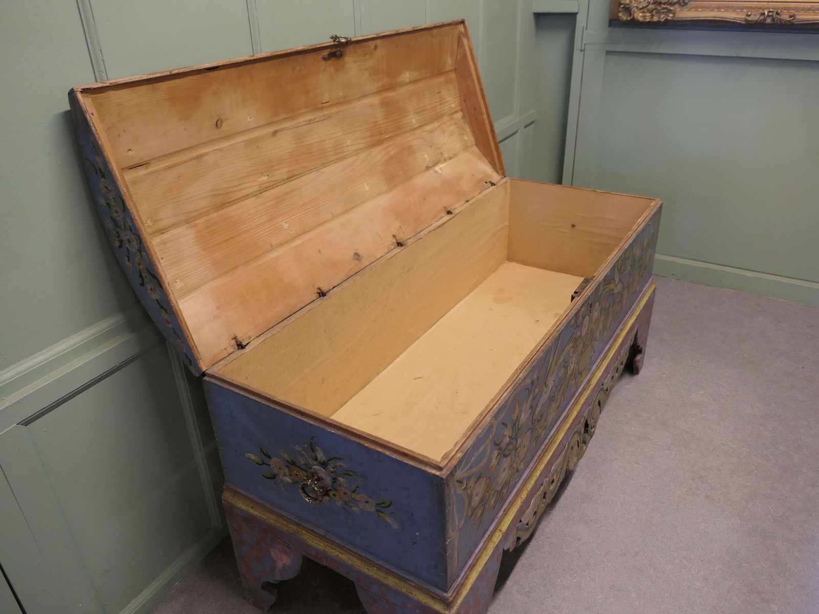 Italian Original Large Hand Painted Cassone Or Marriage Chest This Is A Wonderful Piece photo vinterior