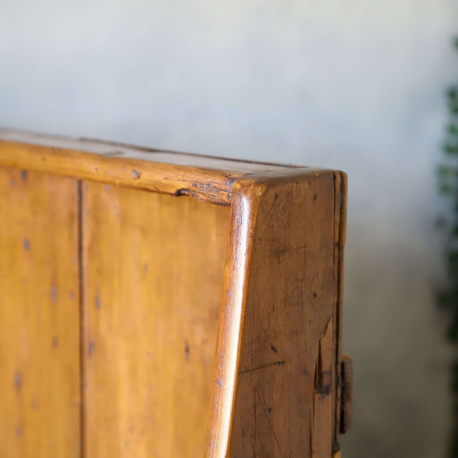 Furniture 19th Century English Country Pine High‑Back Settle Bench With Honey Brown Patina photo