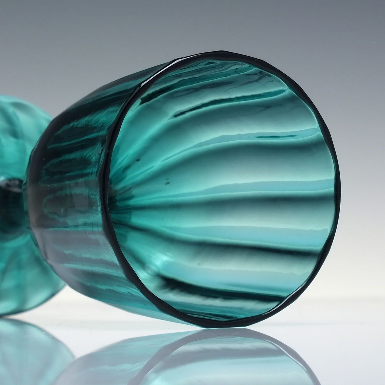 Rare 18th Century Turquoise Green Rib Moulded Wine Glass C1790 photo Home Decor