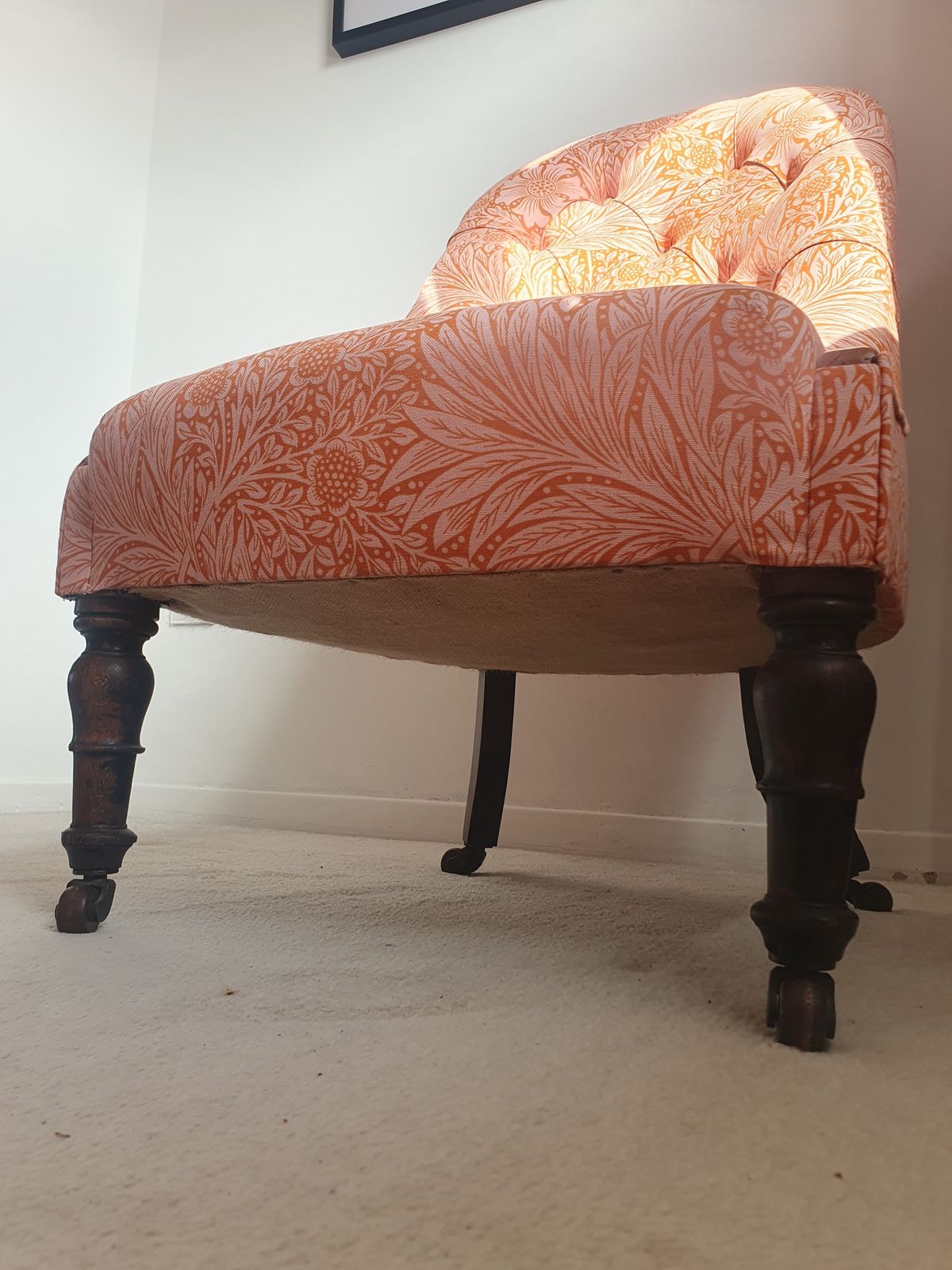 Early Victorian Nursing Chair, In Ben Penreath & Morris And Co Fabric photo vinterior