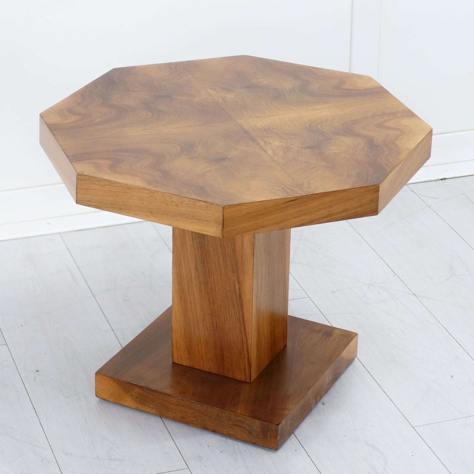 English Art Deco Octagonal Walnut Coffee  Table — Circa 1930 photo for sale