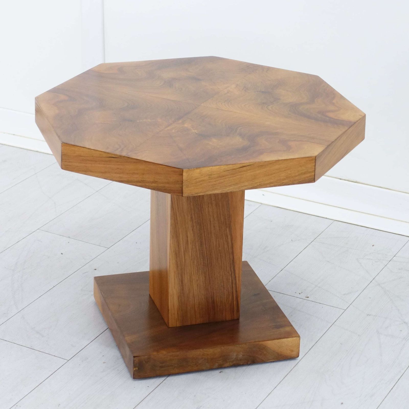 English Art Deco Octagonal Walnut Coffee  Table — Circa 1930 photo vinterior