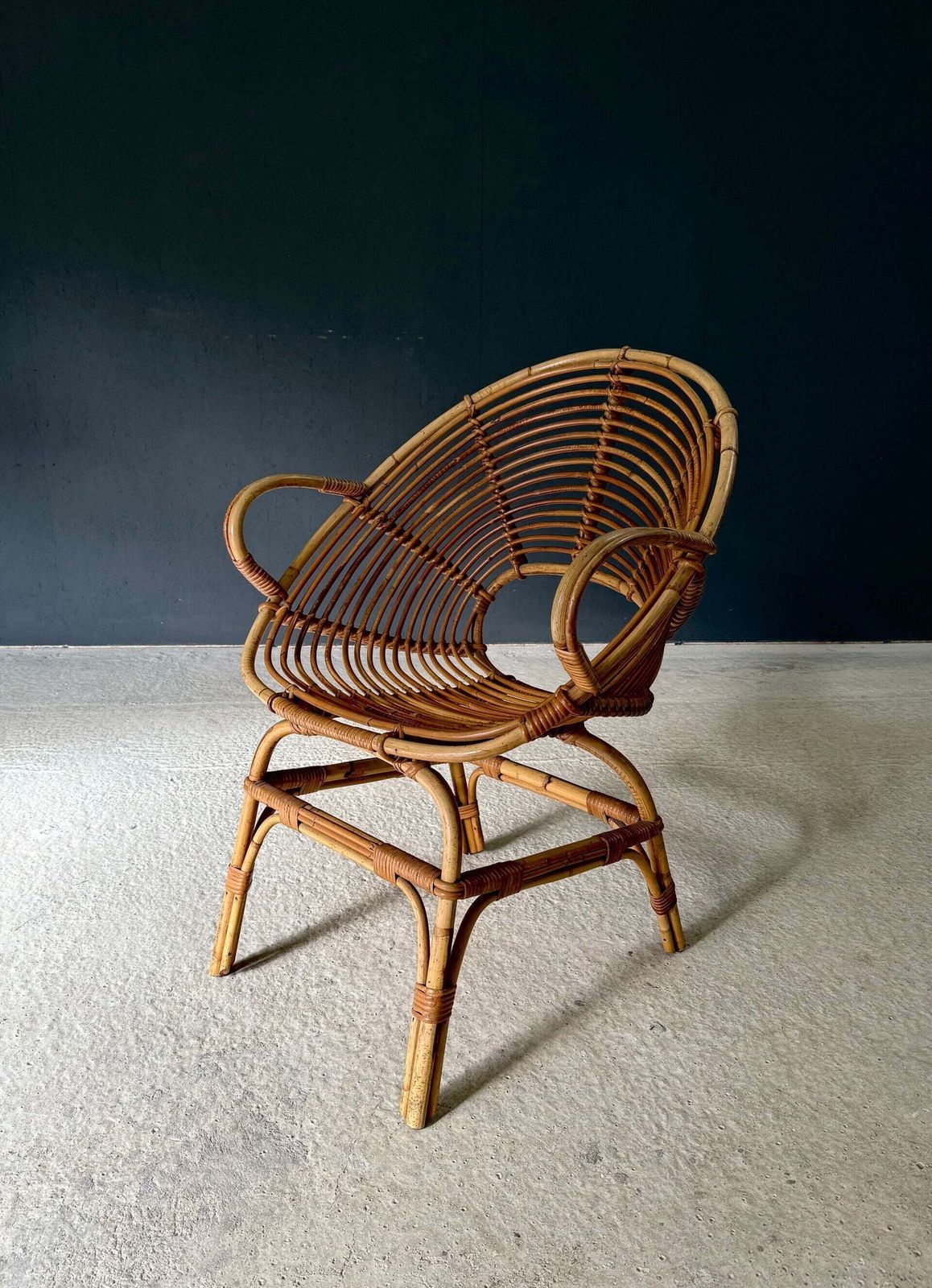 Midcentury Design Bamboo Pod Armchair, Italy 1960's
