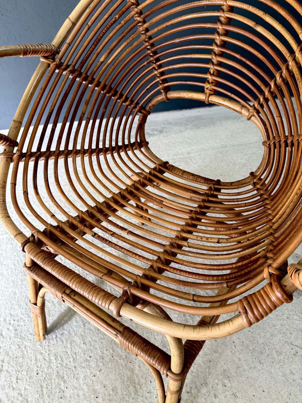 Midcentury Design Bamboo Pod Armchair, Italy 1960's photo vintage