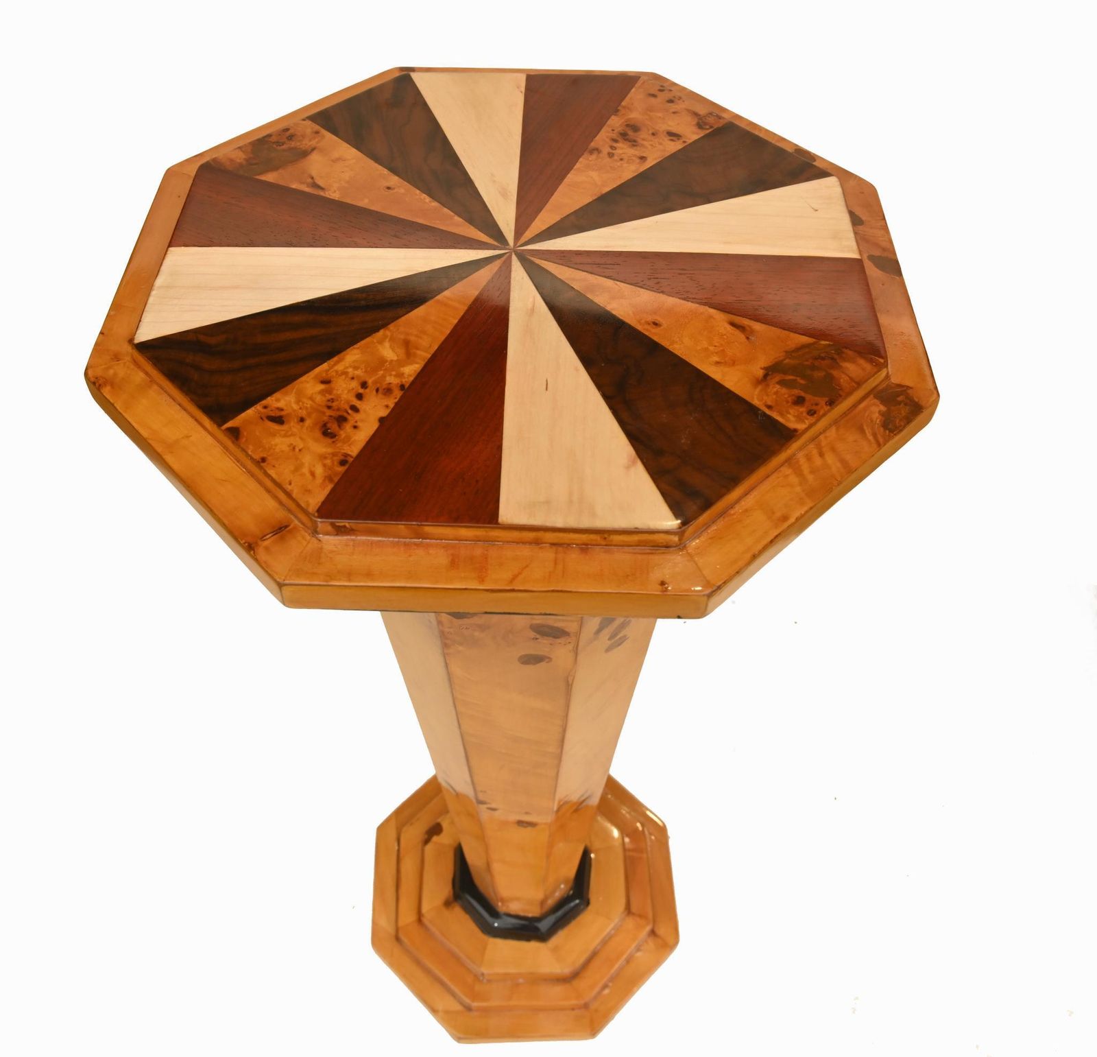 Pair Art Deco Pedestal Tables Side Stands Starburst Inlay photo buy