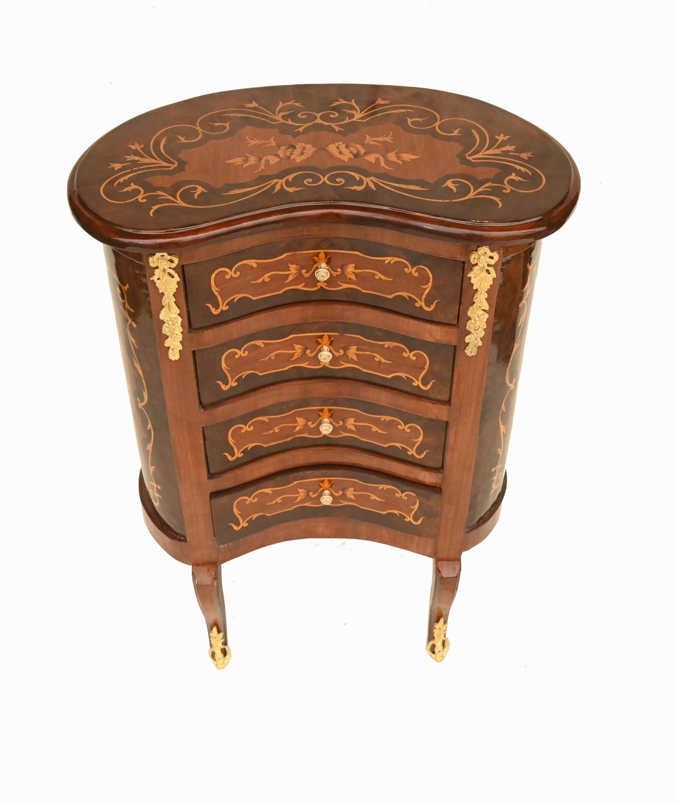 Pair French Nightstands Kidney Bean Bedside Chests Louis XV photo Furniture
