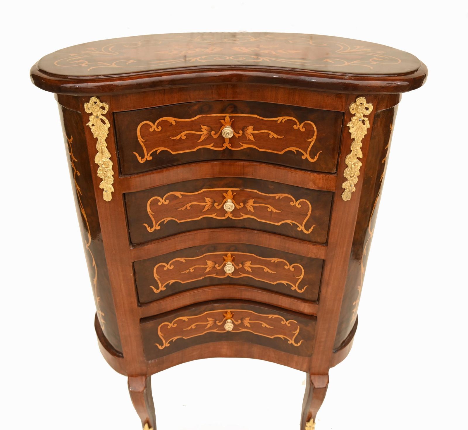 Pair French Nightstands Kidney Bean Bedside Chests Louis XV photo vintage