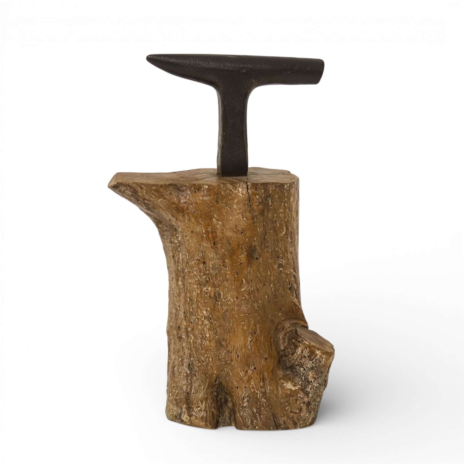 19th C British Farrier’s Anvil Mounted On Fruitwood Trunk – Sculptural Vernacular Piece