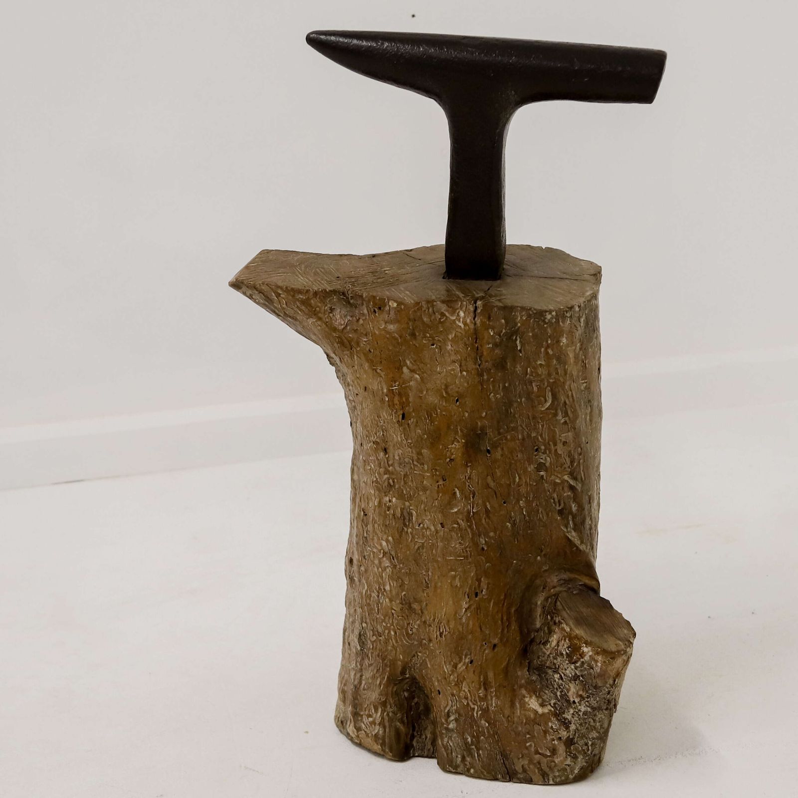 19th C British Farrier’s Anvil Mounted On Fruitwood Trunk – Sculptural Vernacular Piece photo furniture