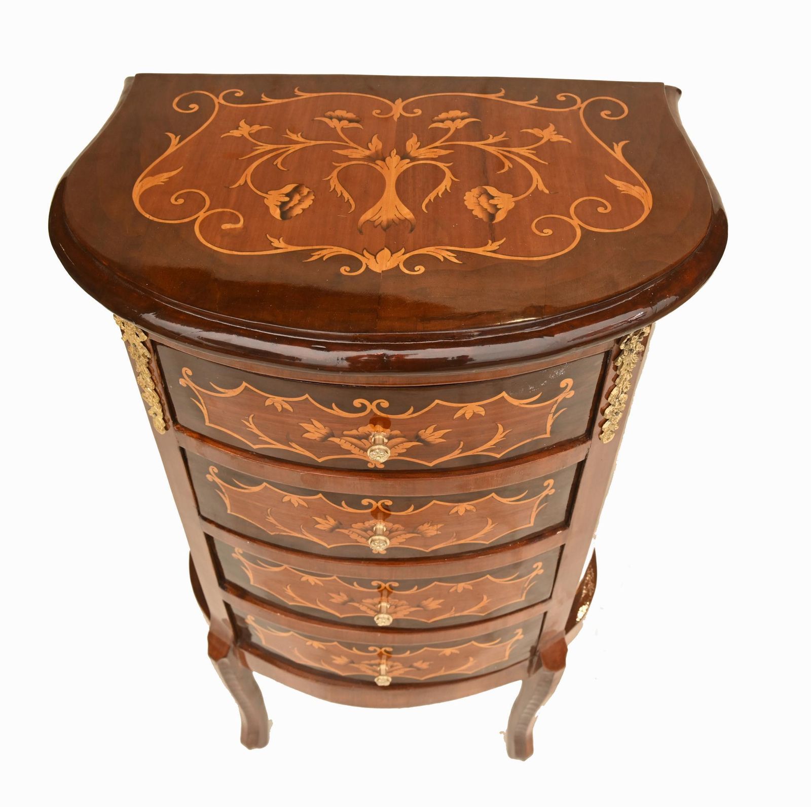 Pair French Bedside Cabinets Inlay Nightstands Louis XV Revival photo buy