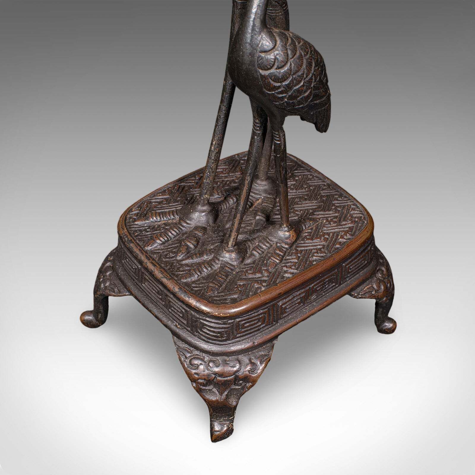 Art Vintage Okimono Figure, Two Cranes, Japanese, Bronze, Bird Study, Art Deco, 1940 photo