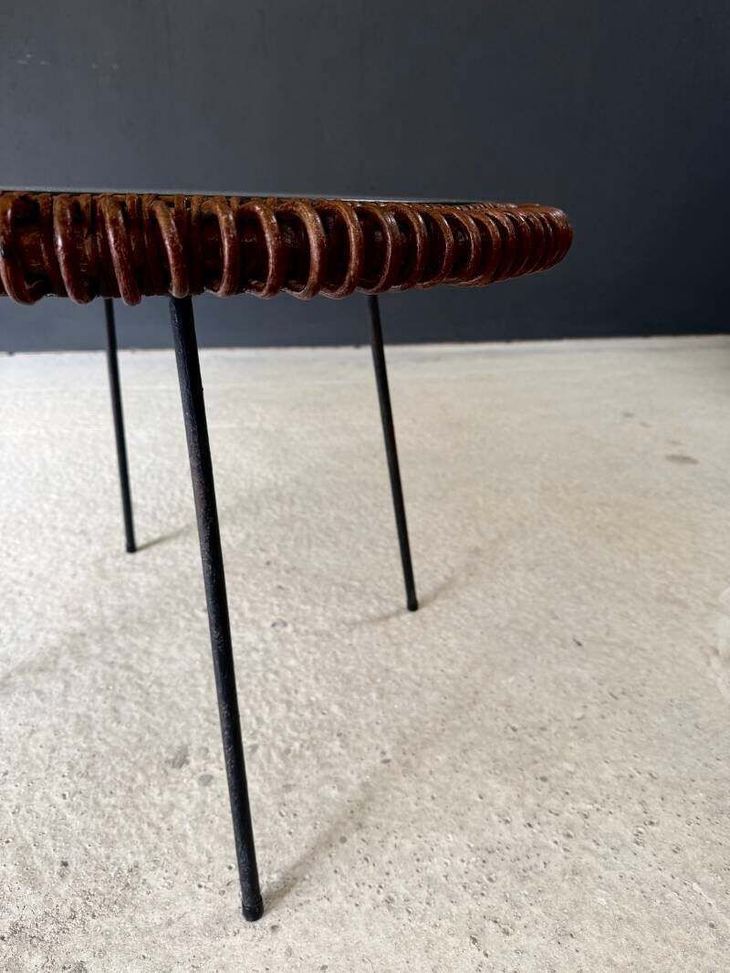 photo vintage Midcentury Design Bamboo Occasional Side Table, France 1950's