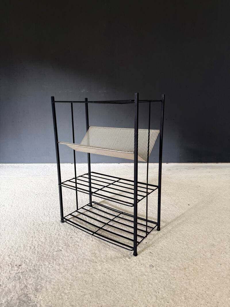 Midcentury Industrial Design Newspaper Rack By Pilastro, Netherlands 1950's photo for sale