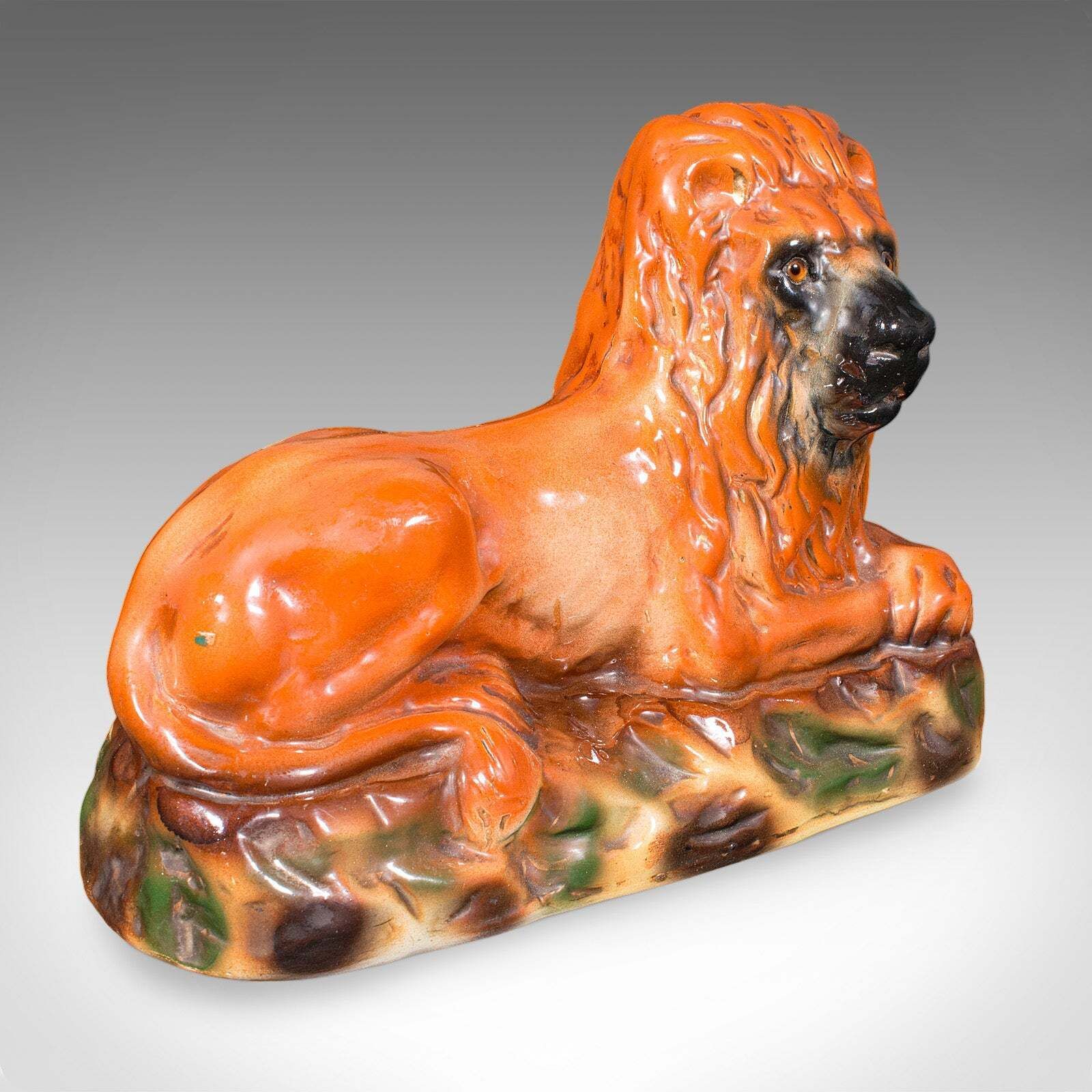 Pair Of Antique Recumbent Lions, English, Ceramic, Bookends, Victorian, C.1900 photo vinterior