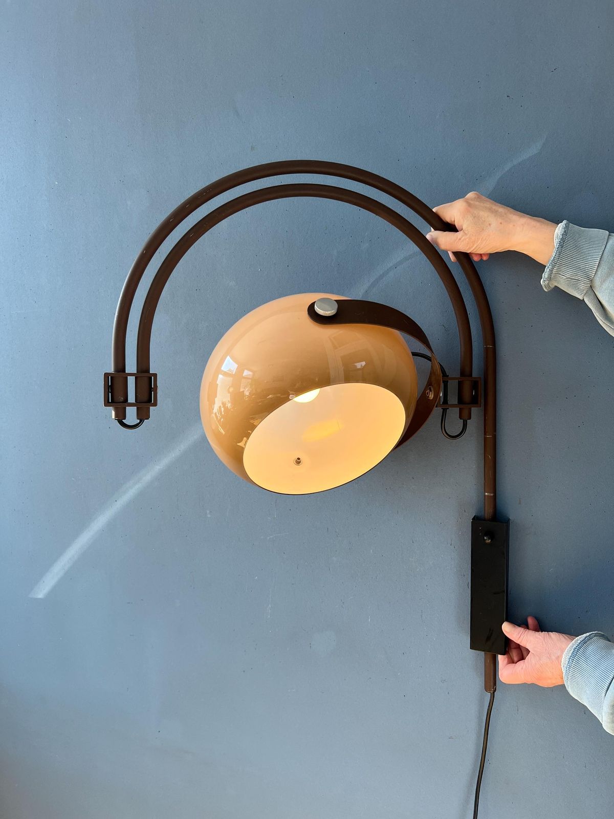 Mid Century Dijkstra Space Age Dubbele Boog Wandlamp
