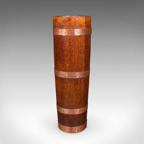 Antique Coopered Stick Loop, English, Victorian Oak Country House Umbrella Stand photo Home Decor