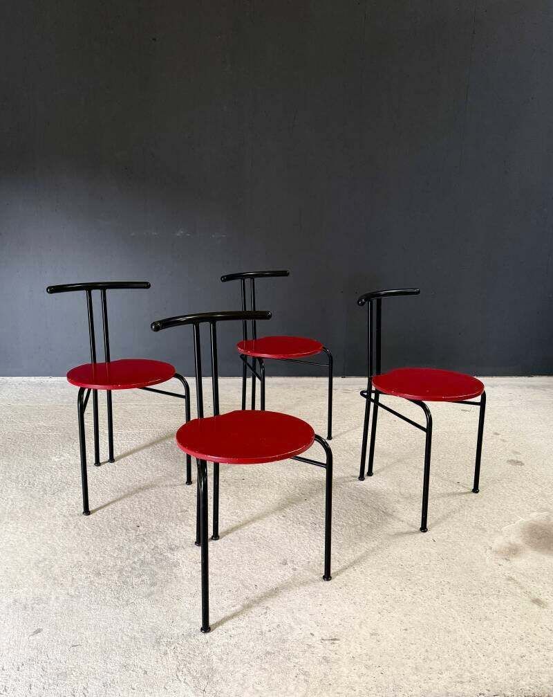 Postmodern Design Slanke Eetkamerstoelen, Italië Ca. Jaren 1980
