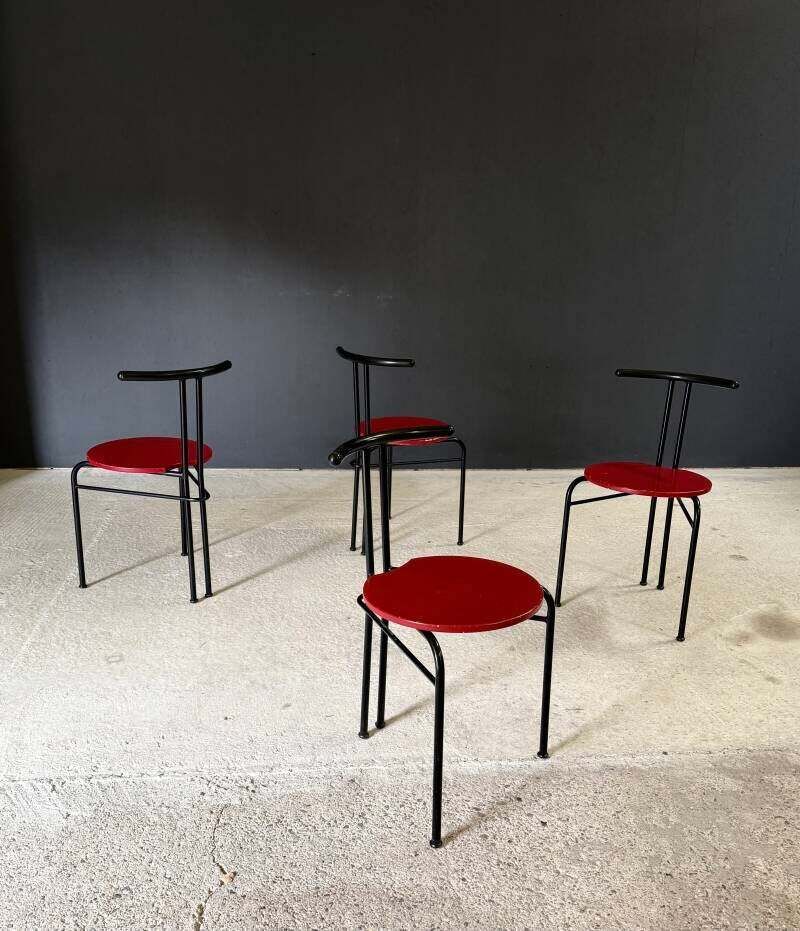 Postmodern Design Slanke Eetkamerstoelen, Italië Ca. Jaren 1980 photo for sale