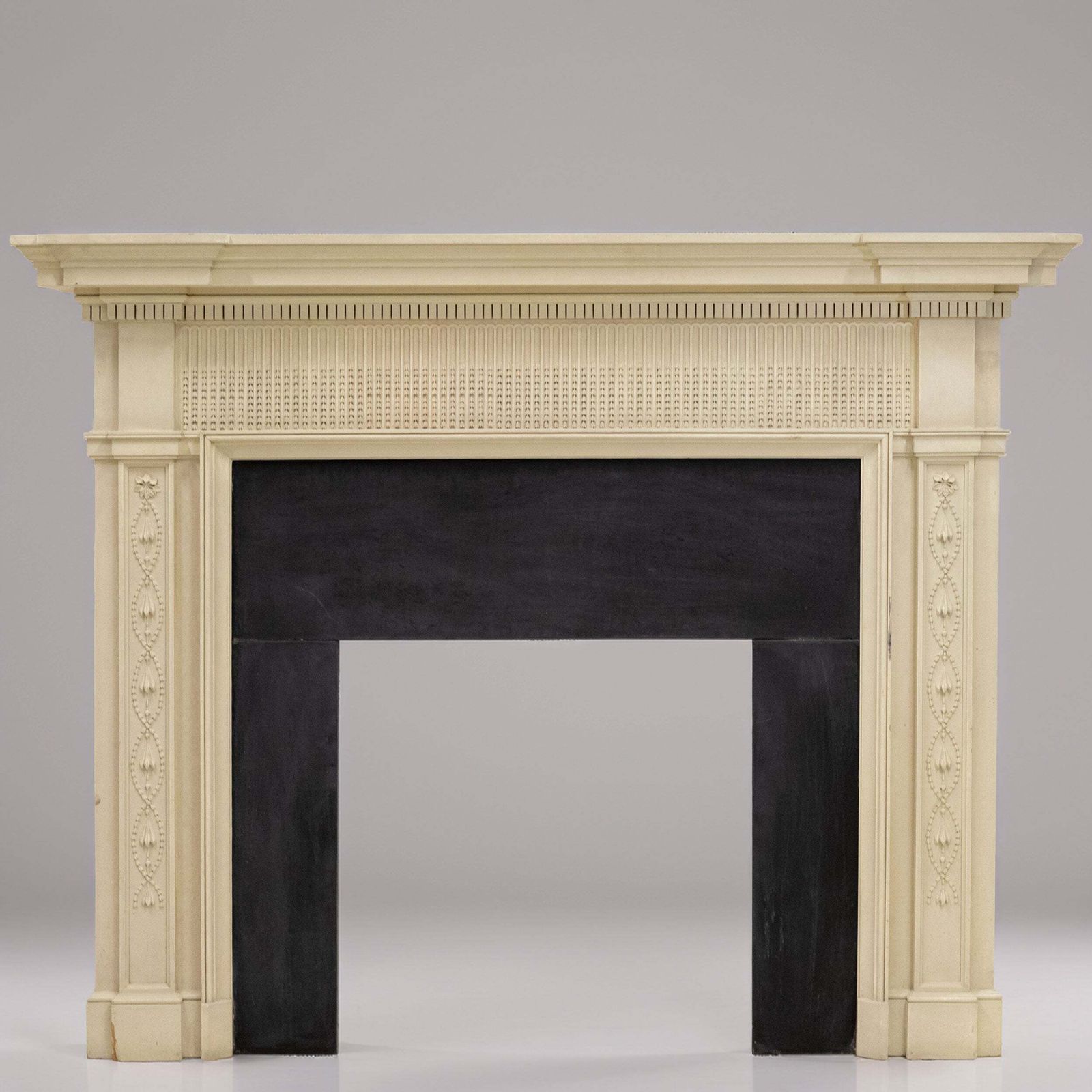 Large Reclaimed Regency Style Wooden Surround With Slate Slips