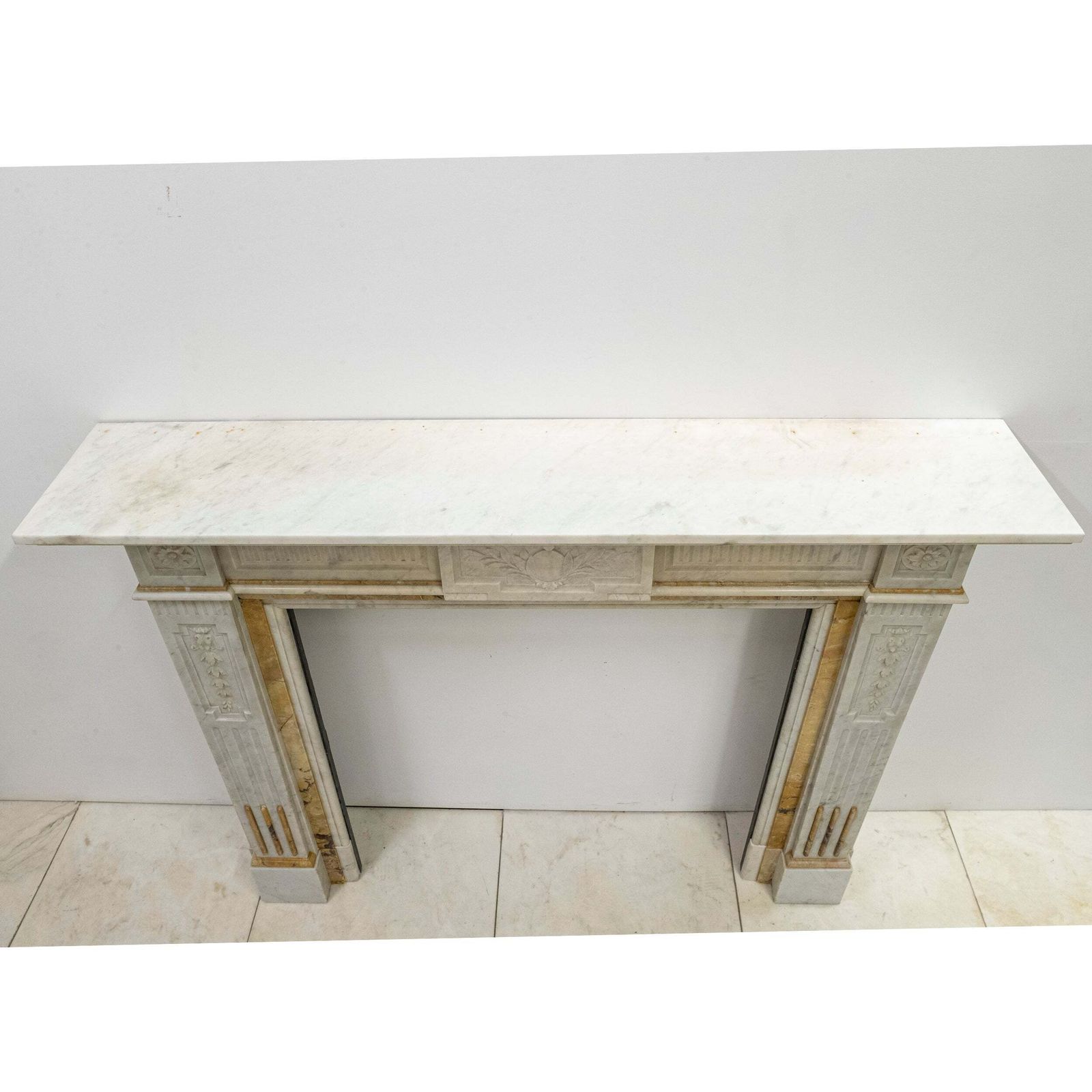 Antique Victorian Carrara Siena Marble Fireplace Surround photo vintage