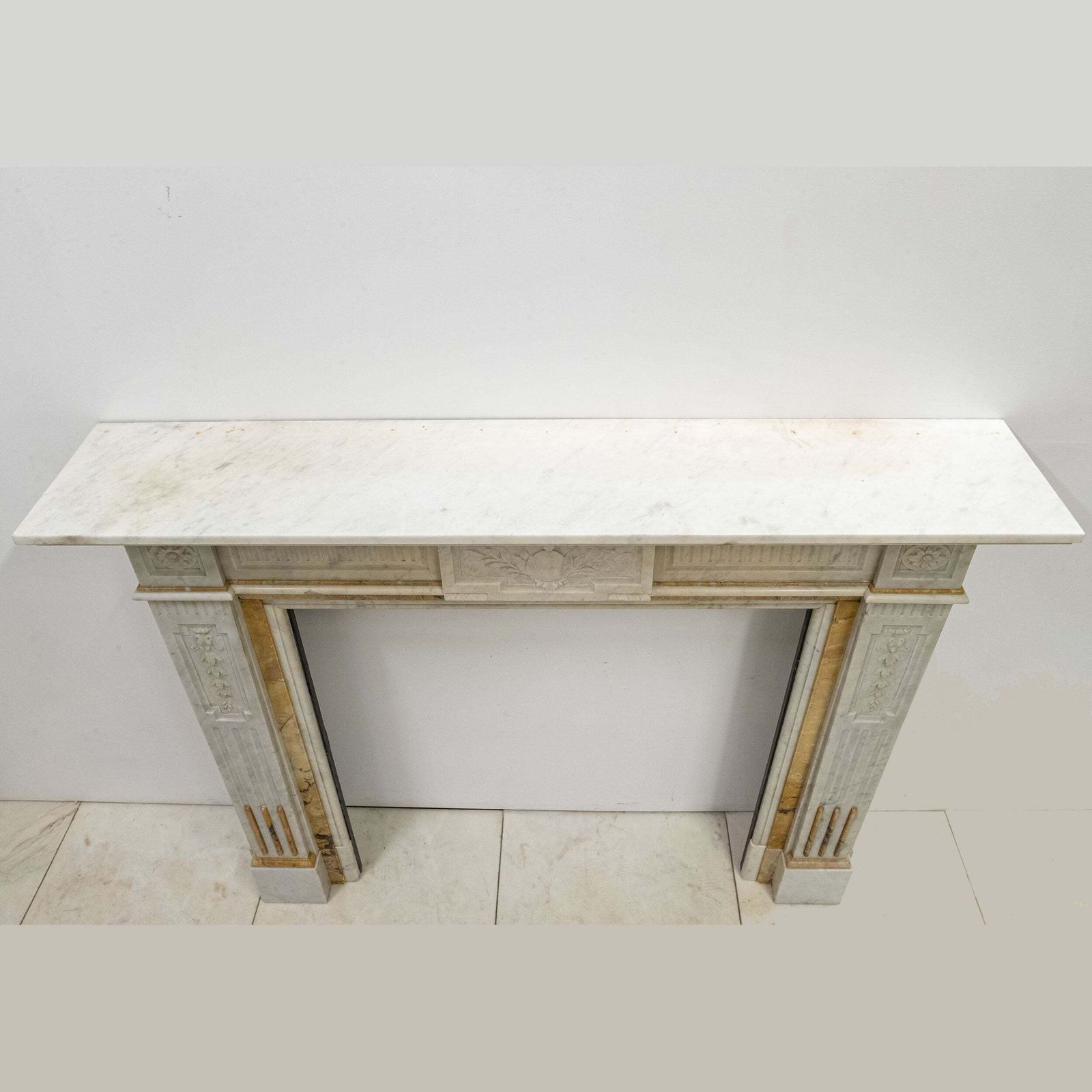 Home Fixtures Antique Victorian Carrara Siena Marble Fireplace Surround photo