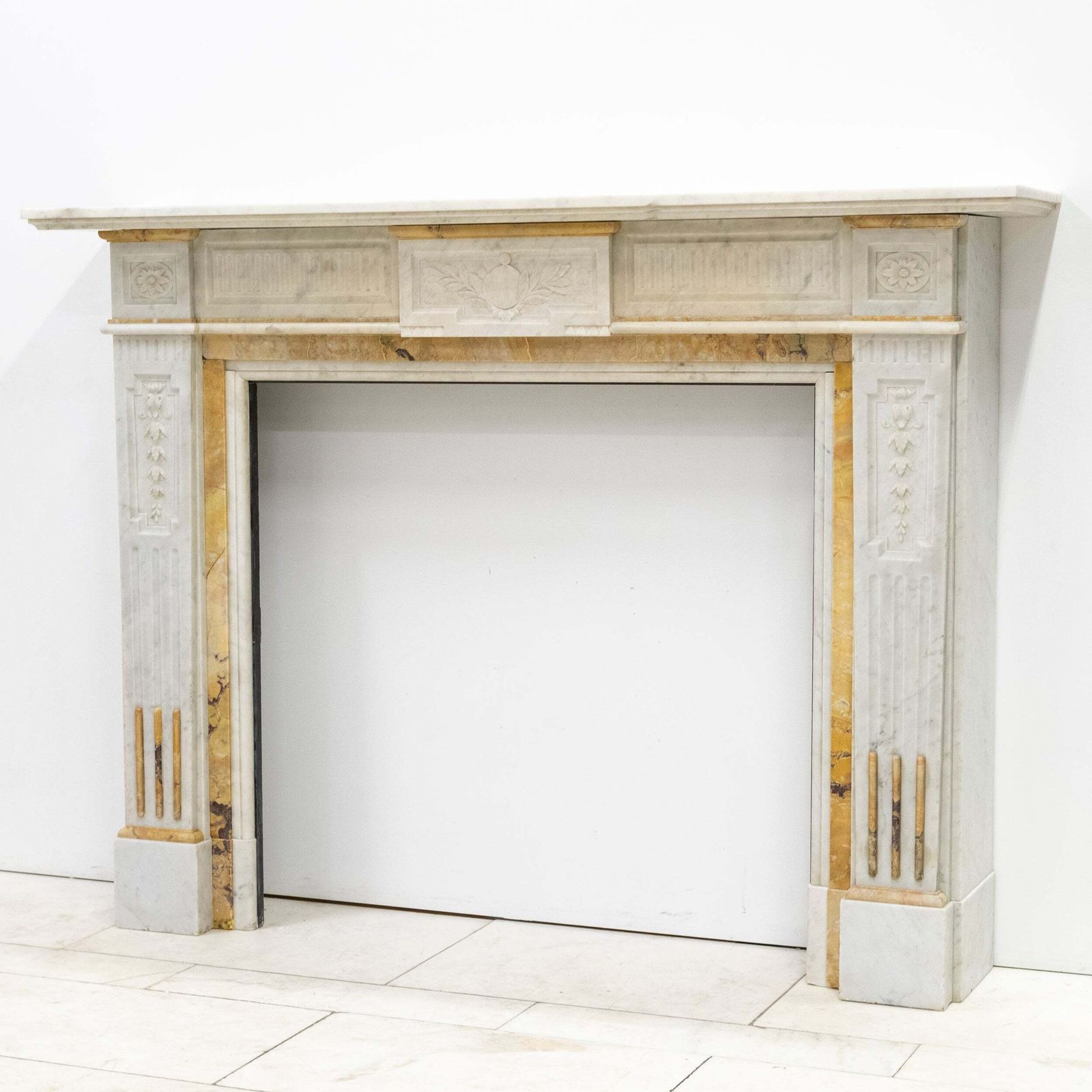 photo vinterior Antique Victorian Carrara Siena Marble Fireplace Surround