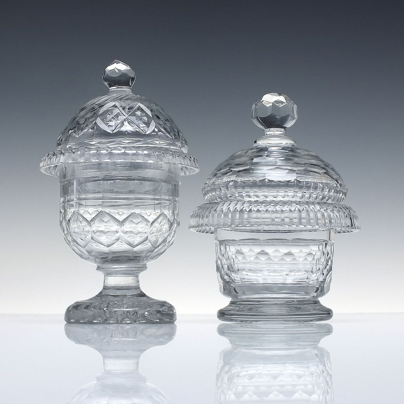Georgian Anglo Irish Cut Glass Covered Preserve Jar C1800 C1810 photo for sale