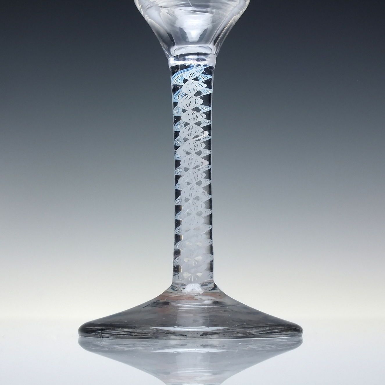 18th Century Engraved Opaque Twist Wine Glass C1760 photo vinterior