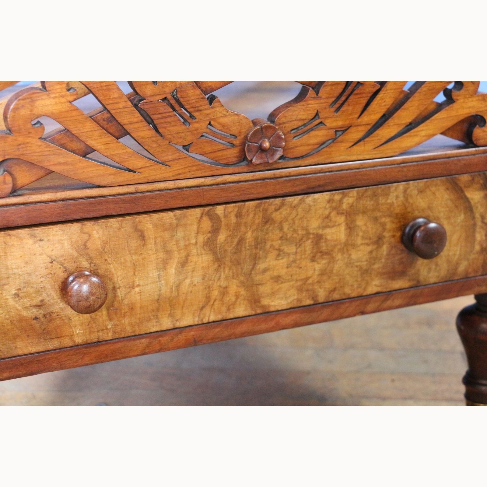A Victorian Carved Walnut Single Drawer Canterbury Or Magazine Rack photo for sale