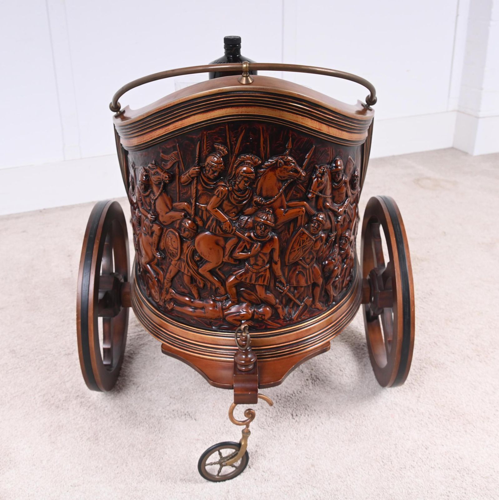 Mahogany Drinks Trolley Chariot Bar Cart Carved 1920 photo buy