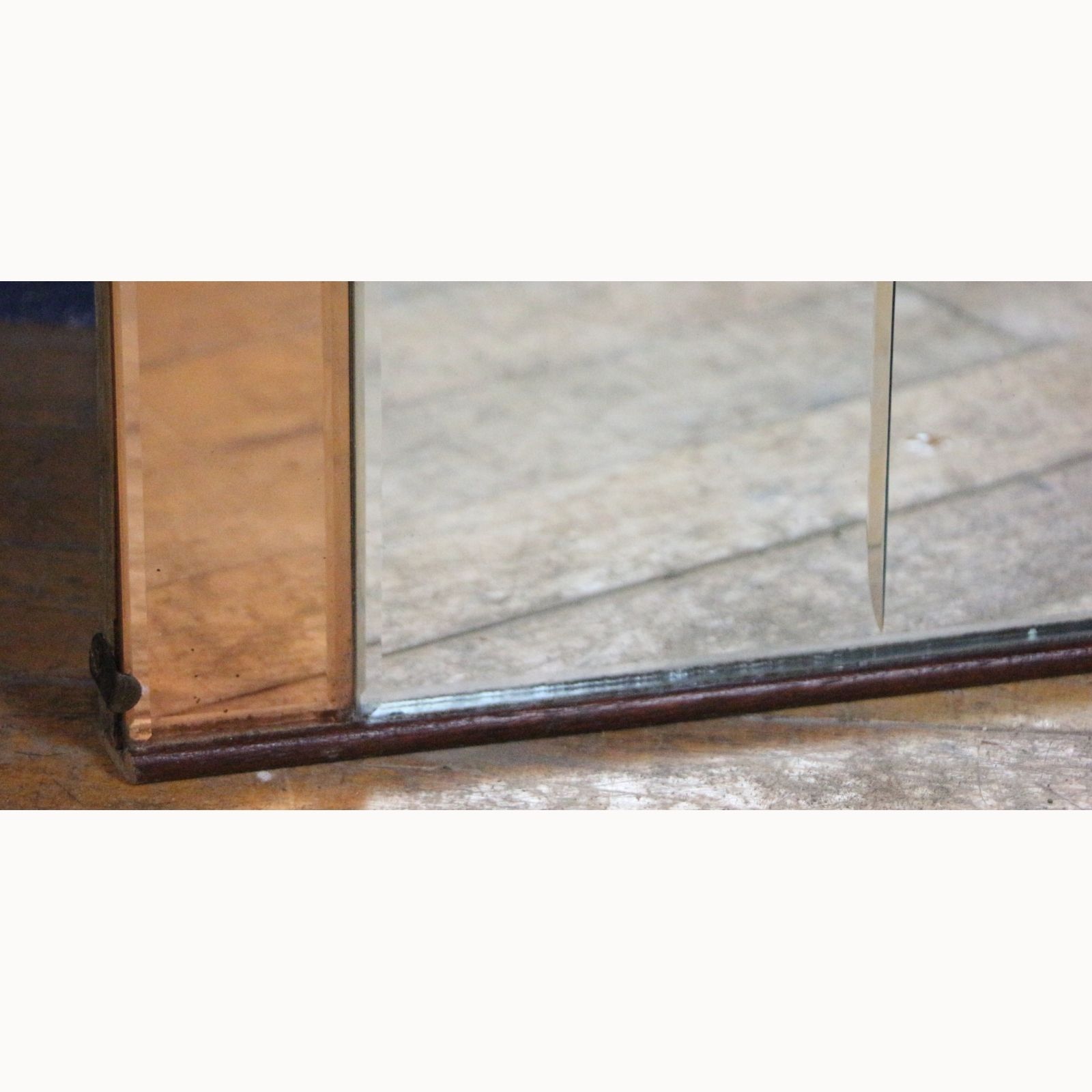 An Art Deco Copper And Clear Bevelled Over Mantle Mirror Two Tone photo 190.0