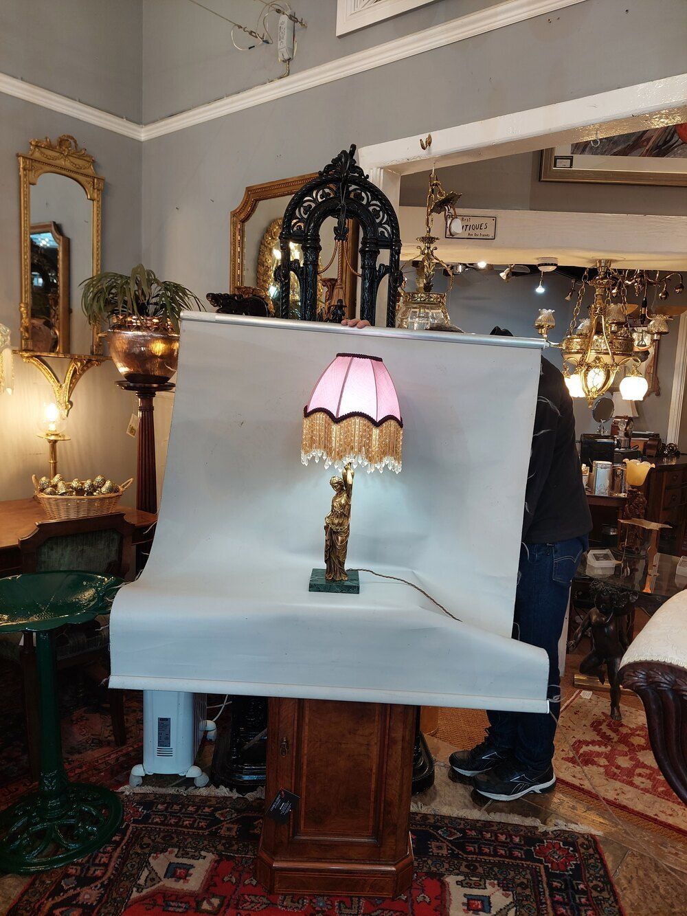 Victorian Cold Painted Bronze Oil Lamp photo furniture
