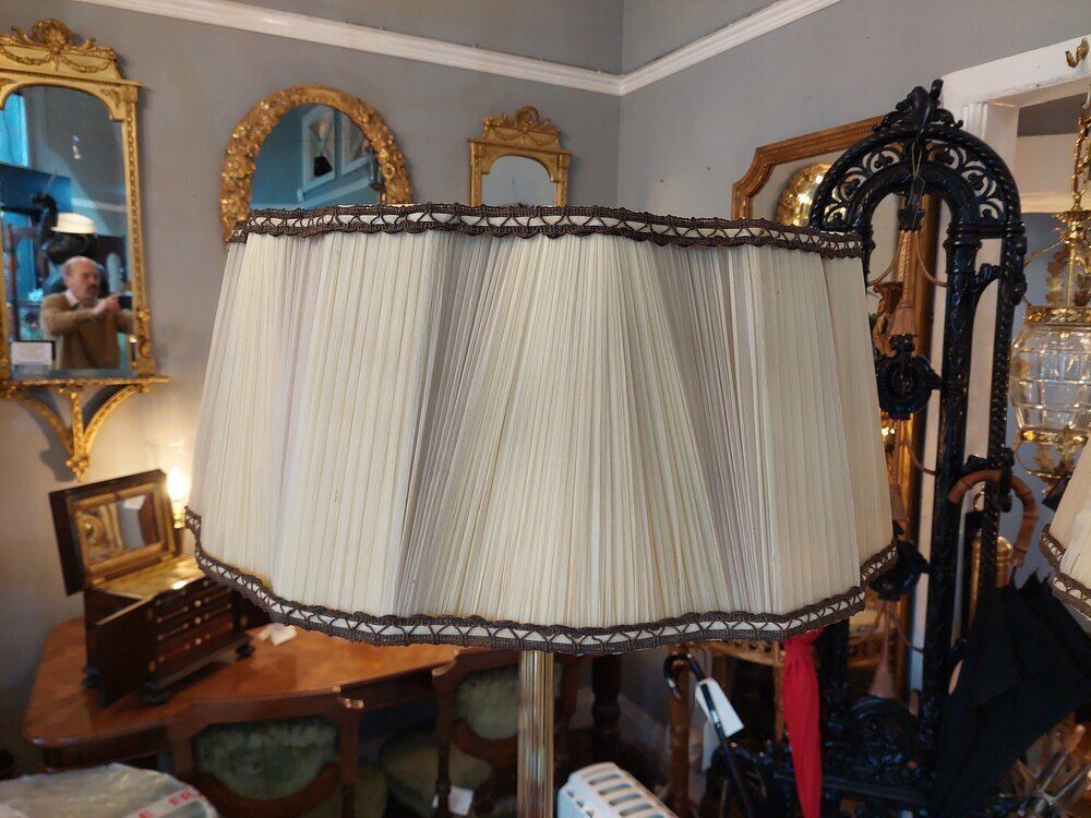 Pair Of 1920's Brass Standard Lamp Uplighters photo Lighting