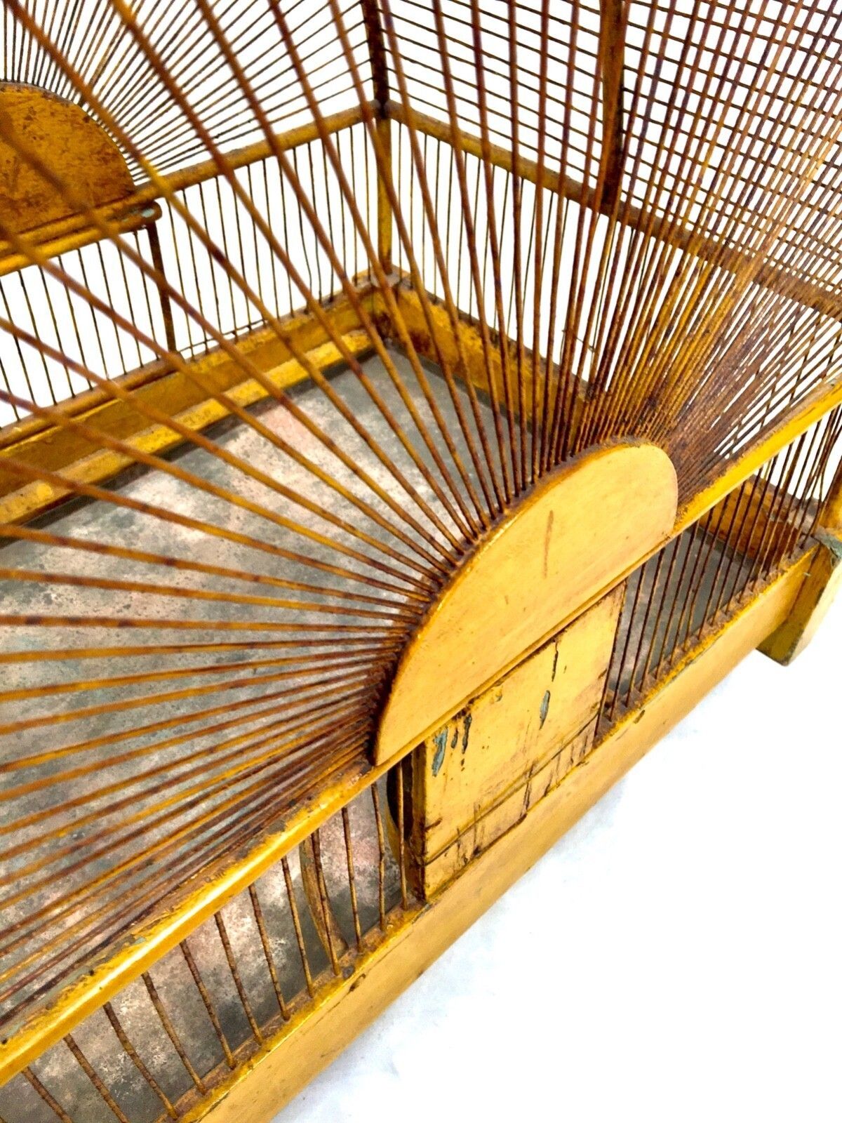 Antique Early 20th Century Oriental Yellow Bird Cage / Birdcage House / Tabletop photo for sale