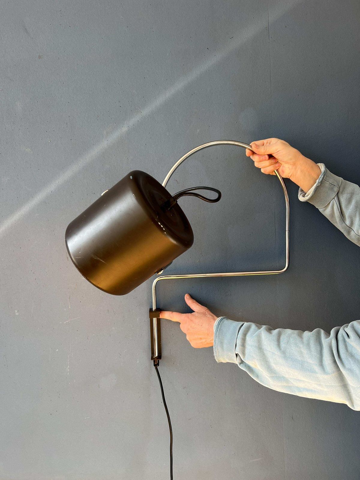 Vintage Bruine Anvia 'Bucket' Wandlamp photo buy