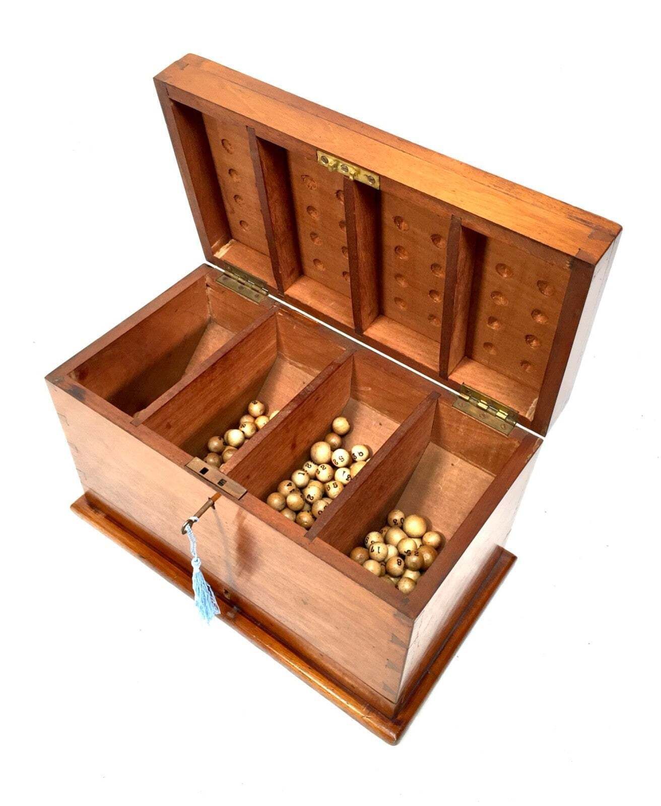 Antique Wooden Masonic Voting Ballard Storage Box With Key / Bingo Ball Game photo furniture