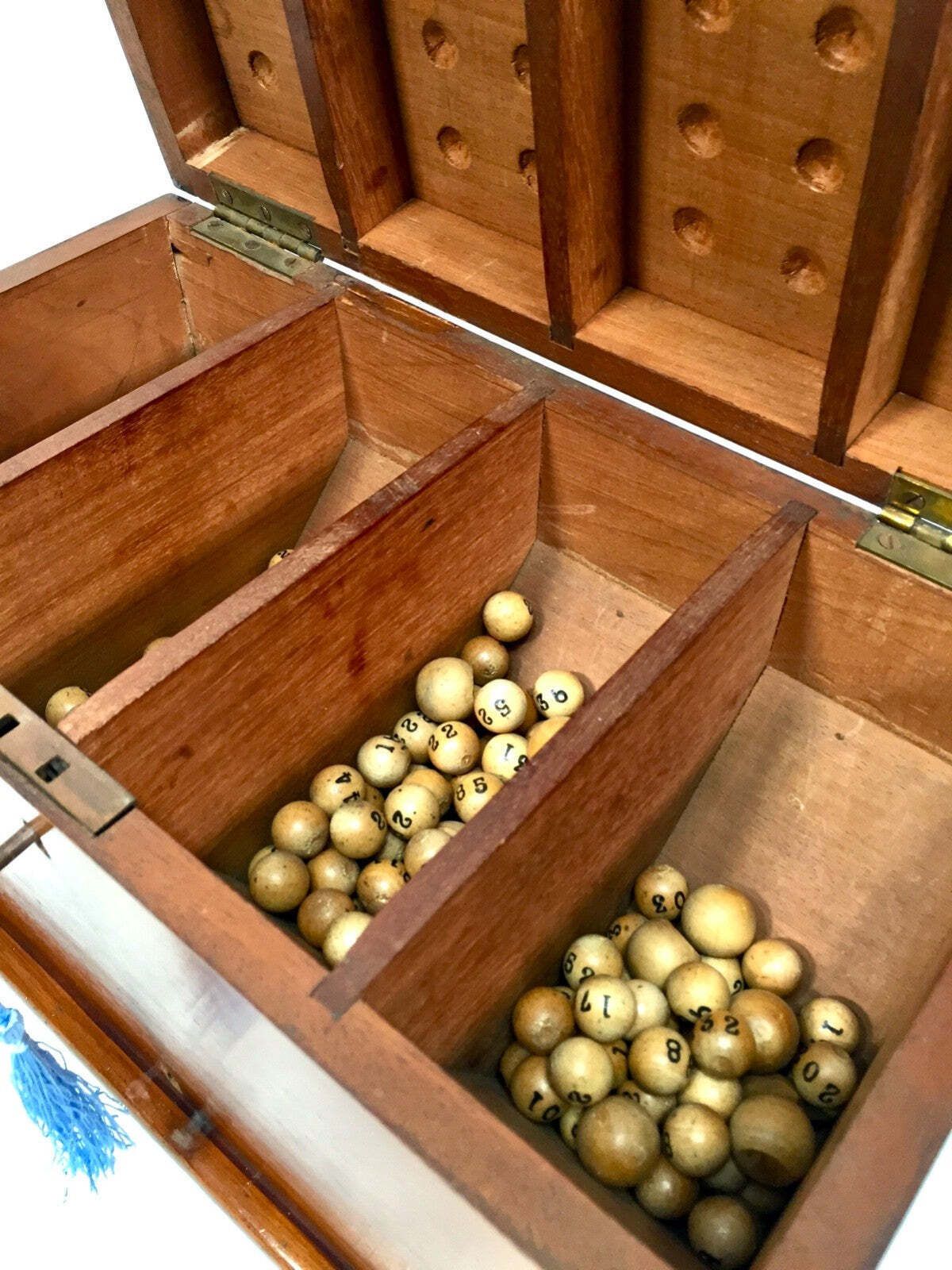 Antique Wooden Masonic Voting Ballard Storage Box With Key / Bingo Ball Game photo Home Decor