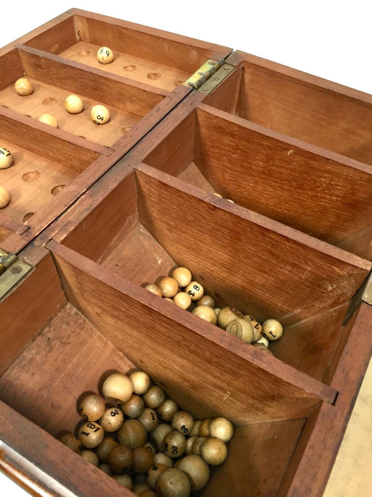 219.0 Antique Wooden Masonic Voting Ballard Storage Box With Key / Bingo Ball Game photo