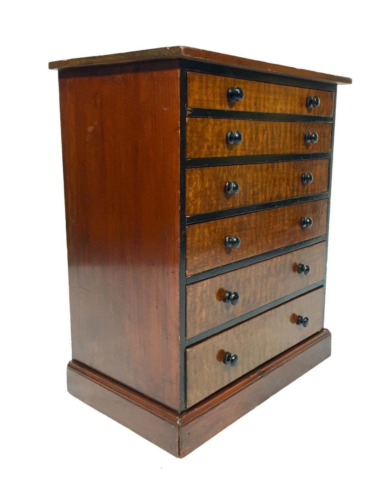 Antique Victorian Tabletop Wooden Chest Of Collectors Drawers Storage Box C.1890 photo furniture