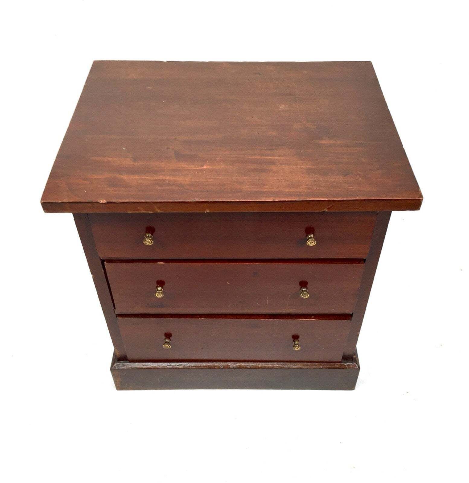 Antique Tabletop Wooden Chest Of Collectors Drawers Storage Box C.1900