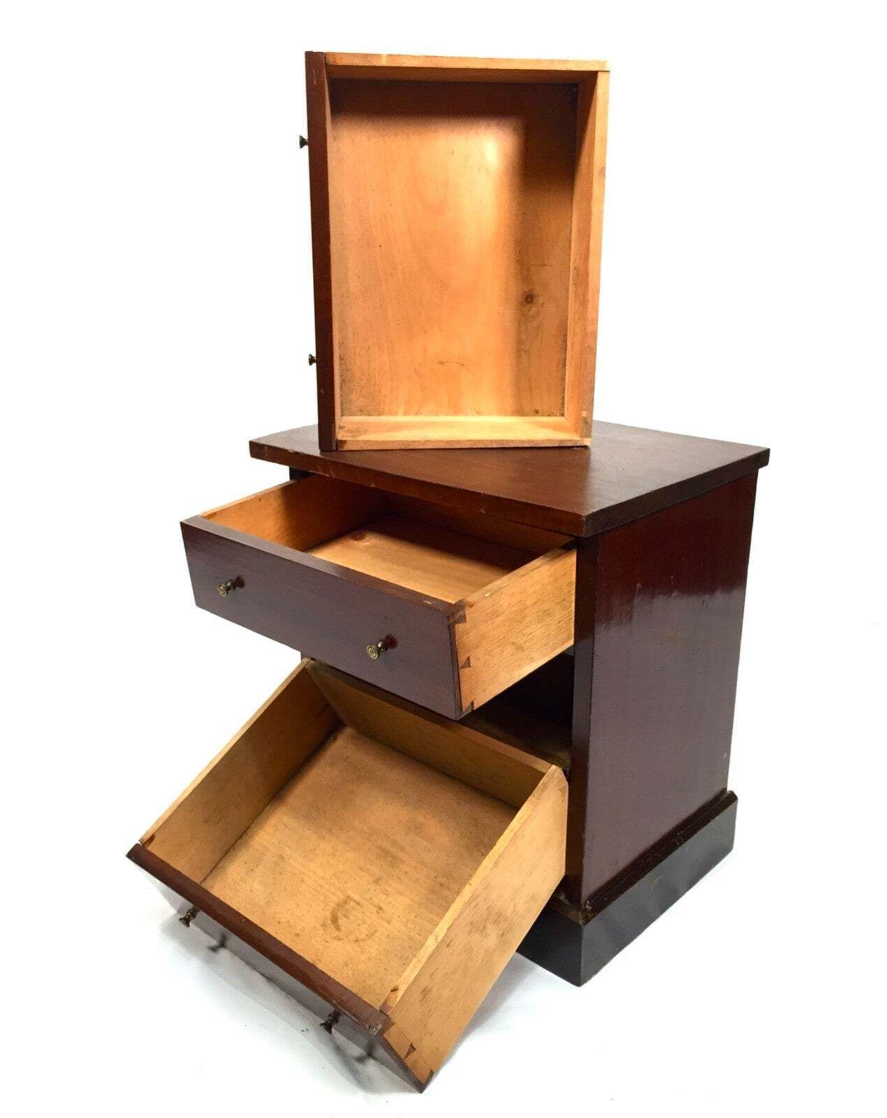 Antique Tabletop Wooden Chest Of Collectors Drawers Storage Box C.1900 photo 139.0